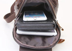 Cool Mens Leather Sling Bag One Shoulder Backpacks Sling Crossbody Backpack For Men - imessengerbags