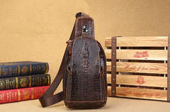 Cool Mens Leather Sling Bag One Shoulder Backpacks Sling Crossbody Backpack For Men - imessengerbags