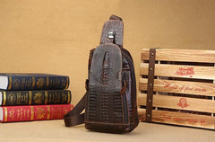 Cool Mens Leather Sling Bag One Shoulder Backpacks Sling Crossbody Backpack For Men - imessengerbags