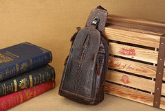 Cool Mens Leather Sling Bag One Shoulder Backpacks Sling Crossbody Backpack For Men - imessengerbags