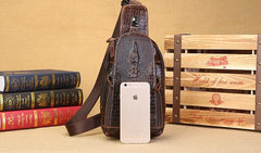 Cool Mens Leather Sling Bag One Shoulder Backpacks Sling Crossbody Backpack For Men - imessengerbags