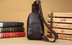 Cool Mens Leather Sling Bag One Shoulder Backpacks Sling Crossbody Backpack For Men - imessengerbags