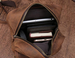 Cool Mens Leather Sling Bag One Shoulder Backpack Sling Crossbody Bag For Men