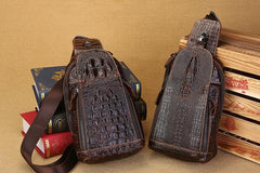 Cool Mens Leather Sling Bag One Shoulder Backpacks Sling Crossbody Backpack For Men - imessengerbags