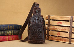 Cool Mens Leather Sling Bag One Shoulder Backpacks Sling Crossbody Backpack For Men - imessengerbags