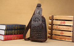 Cool Mens Leather Sling Bag One Shoulder Backpacks Sling Crossbody Backpack For Men - imessengerbags