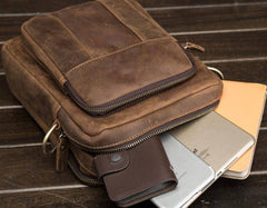 Cool Mens Leather Small Side Bag Small Messenger bag Shoulder bag For Men - imessengerbags