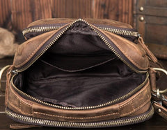 Cool Mens Leather Small Side Bag Small Messenger bag Shoulder bag For Men