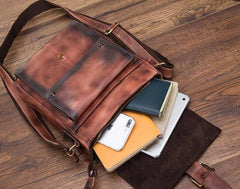 Cool Mens Leather Vintage Small Side Bag Small Messenger bag Shoulder bag For Men - imessengerbags