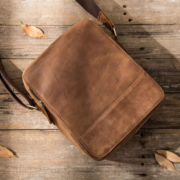 Cool Mens Small Leather Brown Bag Messenger Bags Shoulder Bags  for Men - imessengerbags