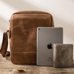 Cool Mens Small Leather Brown Bag Messenger Bags Shoulder Bags  for Men - imessengerbags