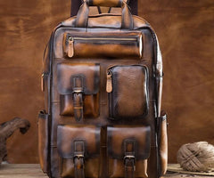 Cool Mens Vintage Leather Backpack School Backpack Travel Backpack for men