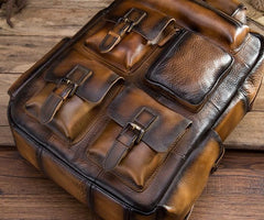 Cool Mens Vintage Leather Backpack School Backpack Travel Backpack for men