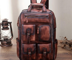 Cool Mens Vintage Leather Backpack School Backpack Travel Backpack for men