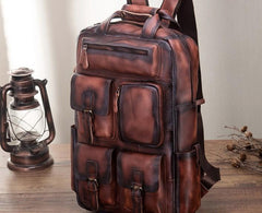 Cool Mens Vintage Leather Backpack School Backpack Travel Backpack for men