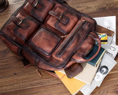 Cool Mens Vintage Leather Backpack School Backpack Travel Backpack for men