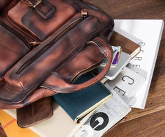 Cool Mens Vintage Leather Backpack School Backpack Travel Backpack for men