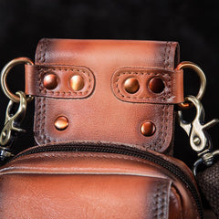 Cool Brown Leather Men's Cell Phone Holster Small Side Bag Mini Messenger Bag For Men - imessengerbags