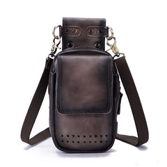 Cool Brown Leather Men's Cell Phone Holster Small Side Bag Mini Messenger Bag For Men - imessengerbags
