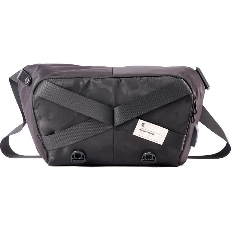 Cool Nylon Cloth Casual Men's Stitching Sling Bag Black One Shoulder Backpack Side Bag For Men - imessengerbags