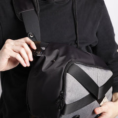 Cool Nylon Cloth Casual Men's Stitching Sling Bag Black One Shoulder Backpack Side Bag For Men - imessengerbags