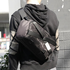 Cool Nylon Cloth Casual Men's Stitching Sling Bag Black One Shoulder Backpack Side Bag For Men