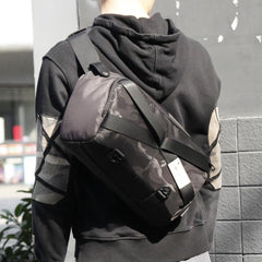 Cool Nylon Cloth Casual Men's Stitching Sling Bag Black One Shoulder Backpack Side Bag For Men - imessengerbags