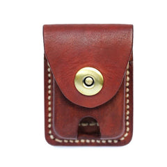 Cool Red Brown Handmade Leather Mens Classic Zippo Lighter Case With Belt Loop Lighter Holders For Men - imessengerbags