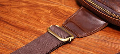 Cool Mens Red Brown Leather Chest Bag Sling Bag Crossbody Sling Bag For Men - imessengerbags