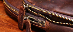 Cool Mens Red Brown Leather Chest Bag Sling Bag Crossbody Sling Bag For Men - imessengerbags
