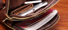 Cool Mens Red Brown Leather Chest Bag Sling Bag Crossbody Sling Bag For Men - imessengerbags