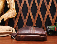 Cool Mens Red Brown Leather Chest Bag Sling Bag Crossbody Sling Bag For Men - imessengerbags