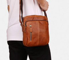 Cool Brown Leather Mini Messenger Bags Small Tablet Messenger Bag Side Bag For Men - imessengerbags