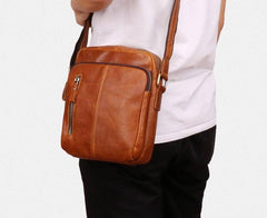 Cool Brown Leather Mini Messenger Bags Small Tablet Messenger Bag Side Bag For Men - imessengerbags