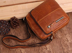 Cool Brown Leather Mini Messenger Bags Small Tablet Messenger Bag Side Bag For Men - imessengerbags