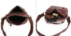 Cool Brown Leather Mini Messenger Bags Small Tablet Messenger Bag Side Bag For Men - imessengerbags