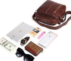 Cool Brown Leather Mini Messenger Bags Small Tablet Messenger Bag Side Bag For Men - imessengerbags