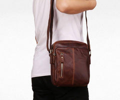Cool Brown Leather Mini Messenger Bags Small Tablet Messenger Bag Side Bag For Men - imessengerbags