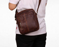 Cool Brown Leather Mini Messenger Bags Small Tablet Messenger Bag Side Bag For Men - imessengerbags