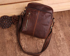 Cool Brown Leather Mini Messenger Bags Small Tablet Messenger Bag Side Bag For Men