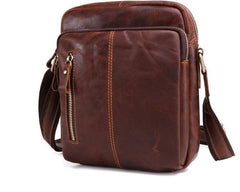 Cool Brown Leather Mini Messenger Bags Small Tablet Messenger Bag Side Bag For Men - imessengerbags