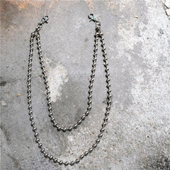 Cool Silver Mens Womens Beaded Pants Chain Long Double Wallet Chain For Men - imessengerbags