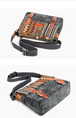 Cool Retro Waxed Canvas Leather Mens Womens Ethnic Shoulder Bag 13'' Side Bag Messenger Bag Postman Bag For Men - imessengerbags