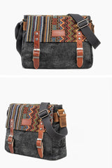 Cool Retro Waxed Canvas Leather Mens Womens Ethnic Shoulder Bag 13'' Side Bag Messenger Bag Postman Bag For Men - imessengerbags