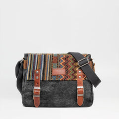 Cool Retro Waxed Canvas Leather Mens Womens Ethnic Shoulder Bag 13'' Side Bag Messenger Bag Postman Bag For Men - imessengerbags