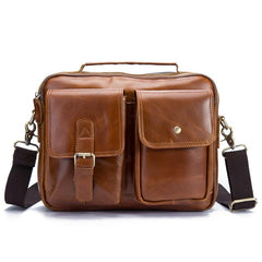 Cool Leather Small Side Bag Handbag Work Bag Business Bag Shoulder Bags For Men - imessengerbags