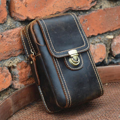 Cool Leather Men's Cell Phone Holster Belt Pouch Belt Bag Waist Bag For Men