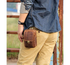 Cool Leather Men's Cell Phone Holster Belt Pouch Belt Bag Waist Bag For Men