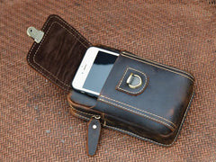 Cool Leather Men's Cell Phone Holster Belt Pouch Belt Bag Waist Bag For Men