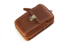 Cool Leather Men's Cell Phone Holster Belt Pouch Belt Bag Waist Bag For Men